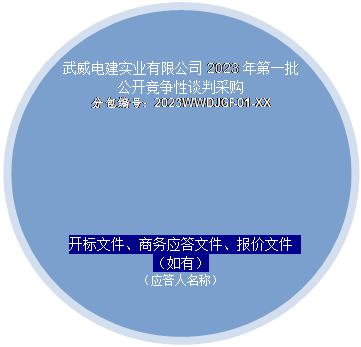 椭圆​​: 武威电建实业有限公司2023年第一批公开竞争性谈判采购
      分包编号：2023WWDJGF-01-XX
      开标文件、商务应答文件、报价文件  （如有）
      （应答人名称）
      