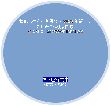 椭圆​​: 武威电建实业有限公司2023年第一批公开竞争性谈判采购
      分包编号：2023WWDJGF-01-XX
      技术应答文件
      （应答人名称）
      